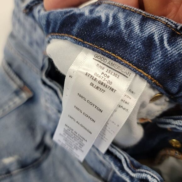 Good American Good Boy High Waisted Blue Denim Light Wash Jeans Sz 8/29 GBSS79RT - Picture 11 of 11